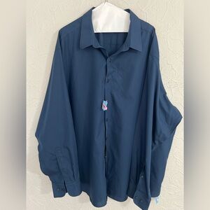UNTUCKit Men’s Size 3XL Wrinkle Free Regular Fit Navy Blue Long Sleeve Button Up